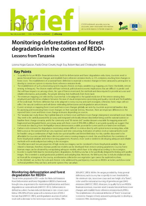 (PDF) Monitoring deforestation and forest degradation in the context of ...