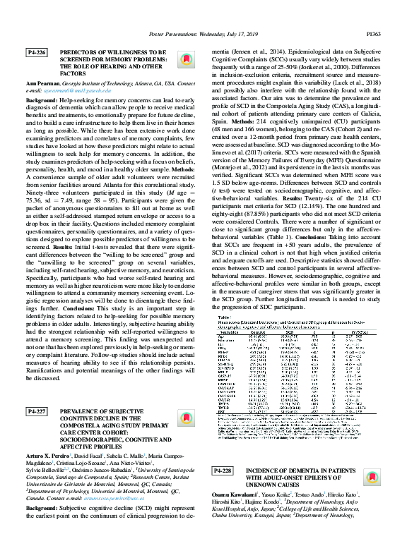 (PDF) Prevalence of Subjective Cognitive Decline in the Compostela ...