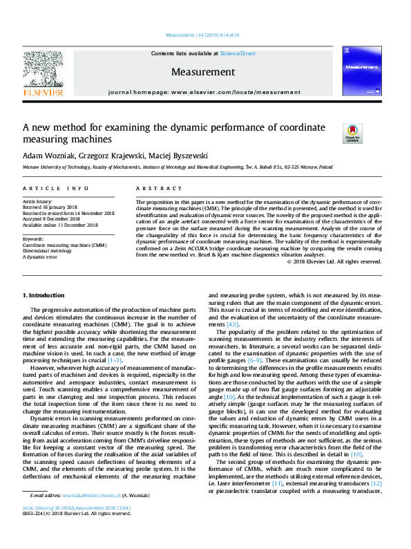 (PDF) A new method for examining the dynamic performance of coordinate ...