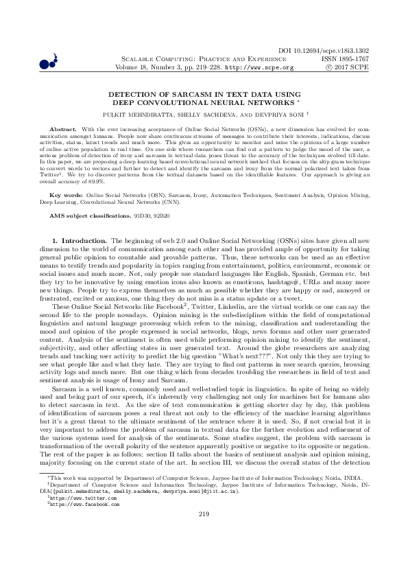 (PDF) Detection of Sarcasm in Text Data using Deep Convolutional Neural ...