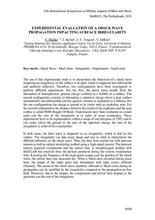 (PDF) Experimental evaluation of a shock wave propagation impacting ...