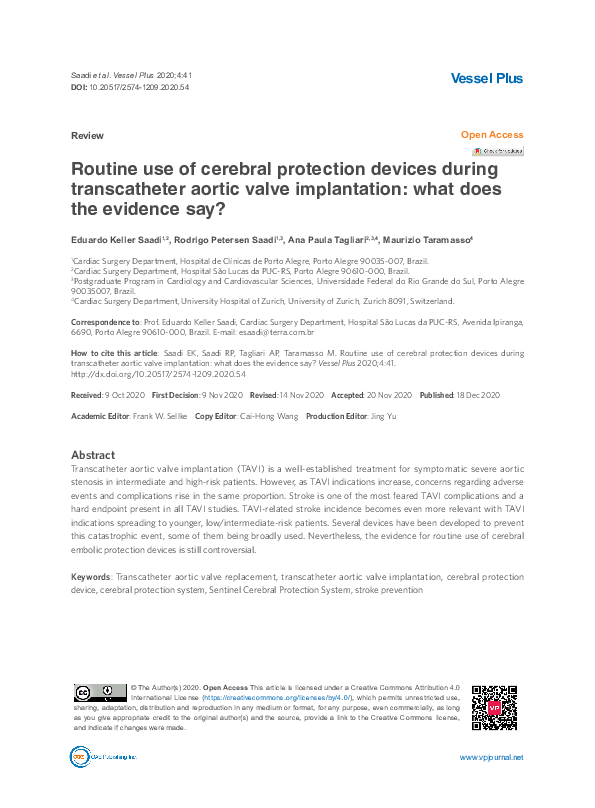 (PDF) Routine use of cerebral protection devices during transcatheter ...
