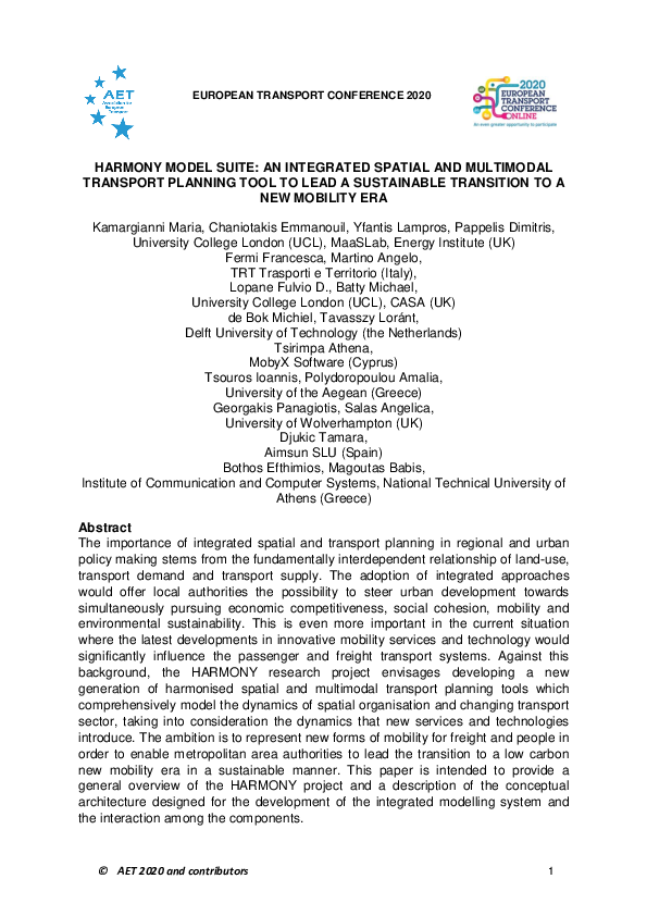 (PDF) HARMONY model suite: an integrated spatial and multimodal ...