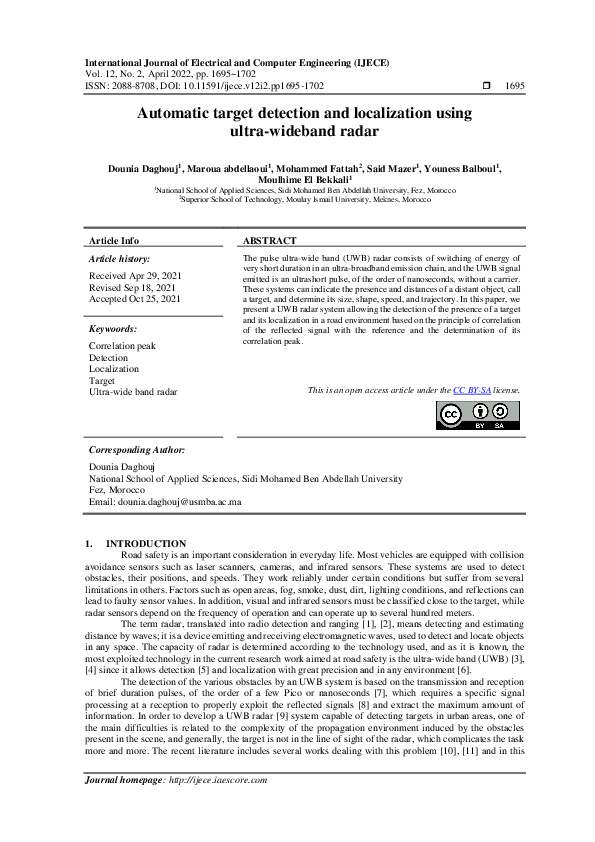(PDF) Automatic target detection and localization using ultra-wideband ...