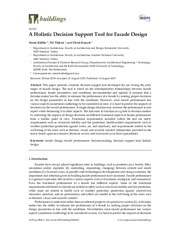 (PDF) A Holistic Decision Support Tool for Facade Design