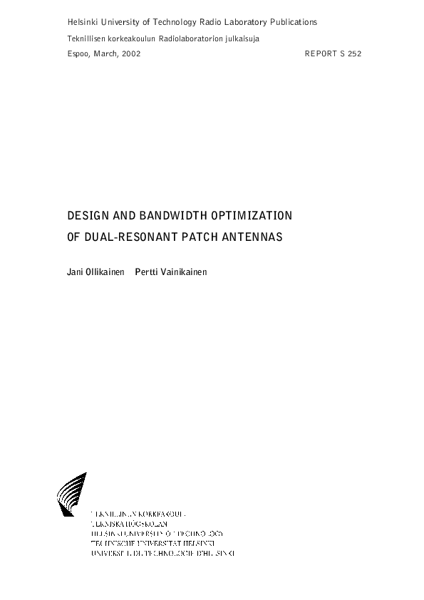 (PDF) Design and bandwidth optimization of dual-resonant patch antennas