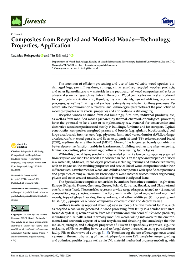 (PDF) Composites from Recycled and Modified Woods—Technology ...