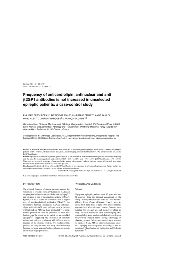 (PDF) Frequency of anticardiolipin, antinuclear and anti β2GP1 ...