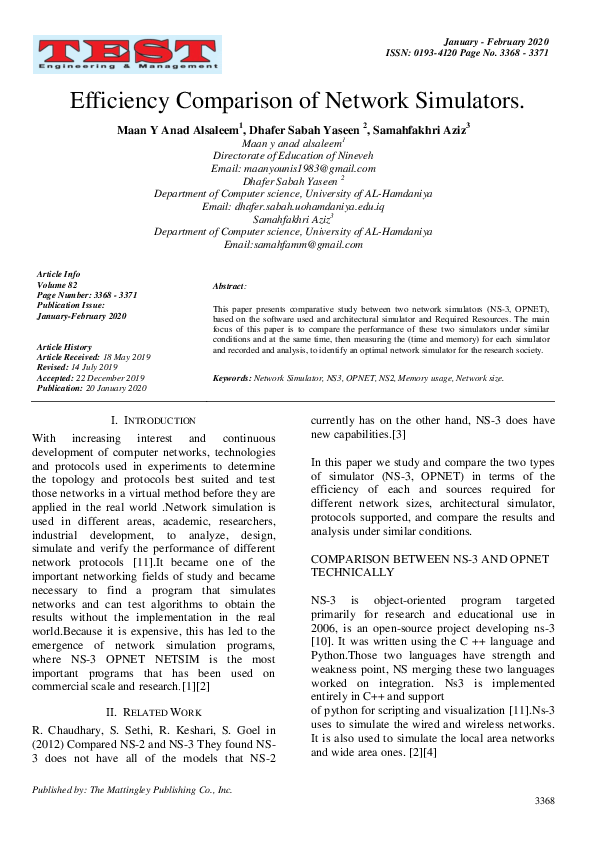 (PDF) Efficiency Comparison of Network Simulators