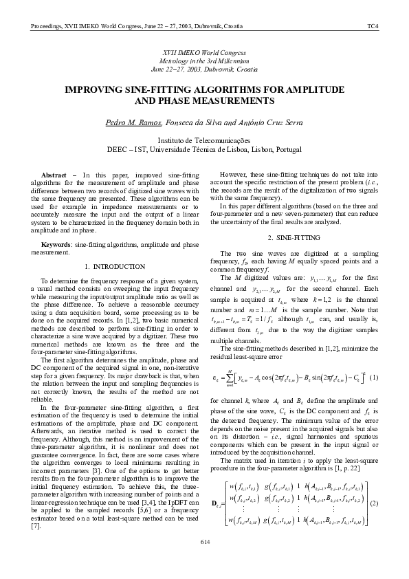 (PDF) Improving Sine-Fitting Algorithms for Amplitude and Phase ...