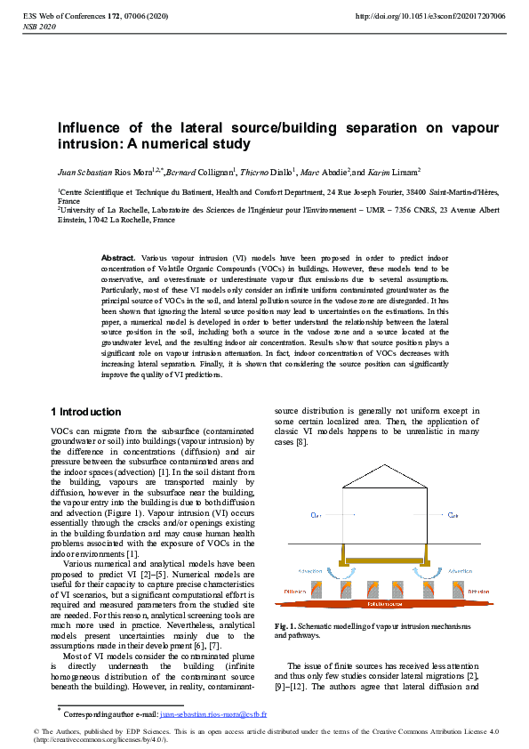 (PDF) Influence of the lateral source/building separation on vapour ...