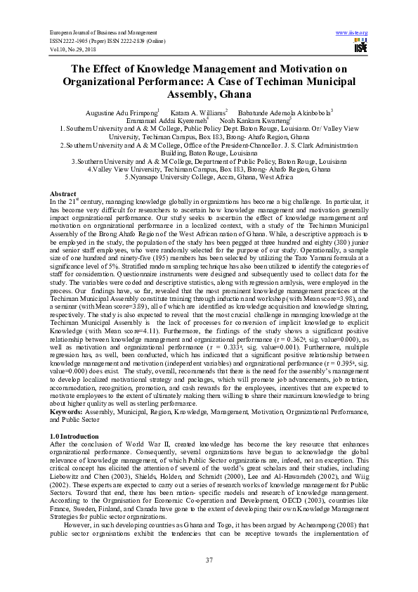 (PDF) The Effect of Knowledge Management and Motivation on ...