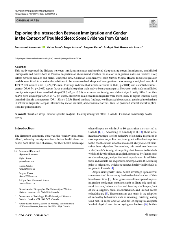 (PDF) Exploring the Intersection Between Immigration and Gender in the ...
