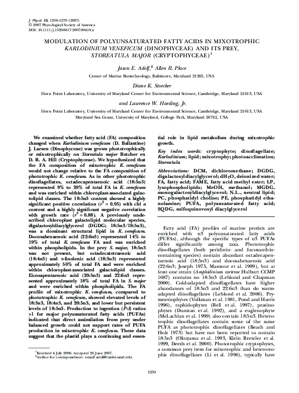 (PDF) Modulation of polyunsaturated fatty acids in mixotrophic ...