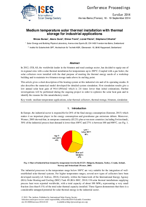 (PDF) Medium Temperature Solar Thermal Installation with Thermal ...