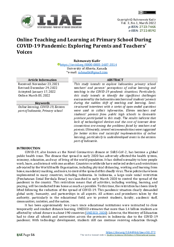 (PDF) Online Teaching and Learning at Primary School During COVID-19 ...