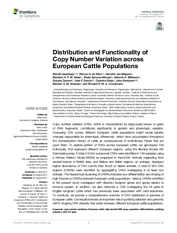 (PDF) Distribution and Functionality of Copy Number Variation across ...