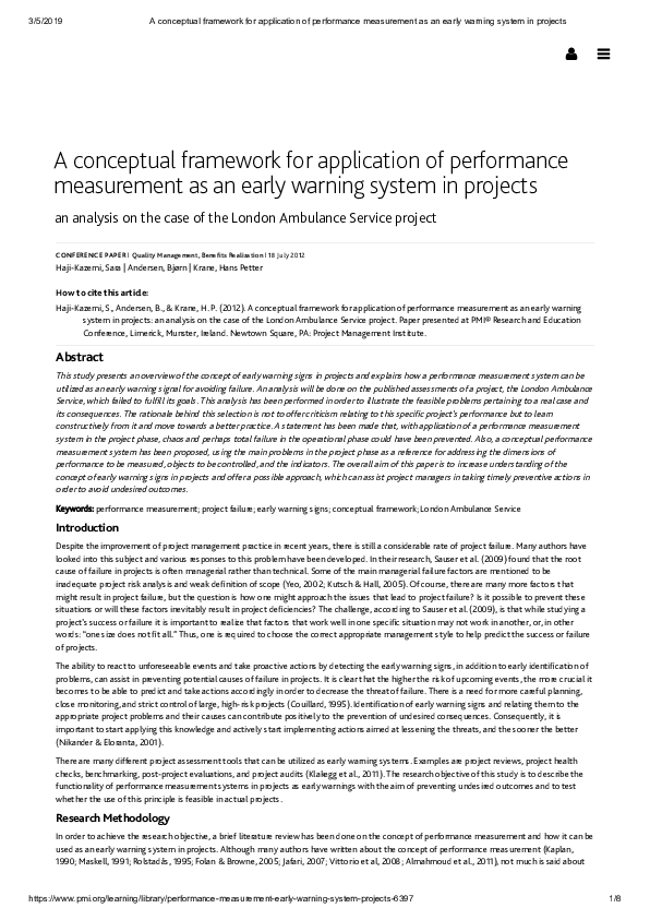 (PDF) A Conceptual Framework for Application of Performance Measurement ...