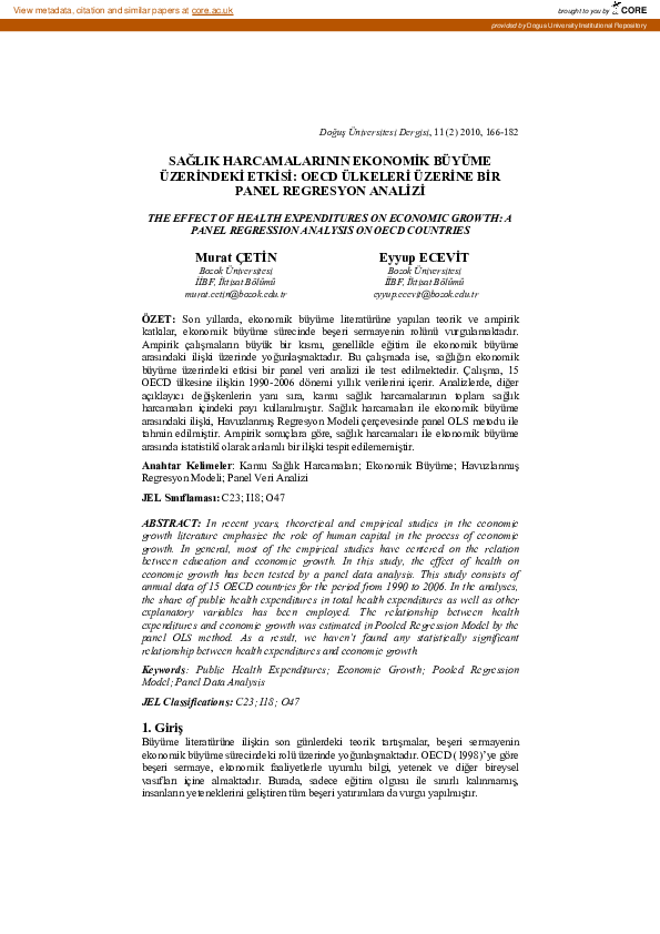 (PDF) The effect of health expenditures on economic growth: a panel ...