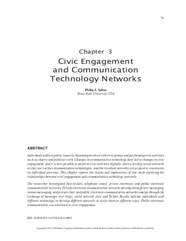 (PDF) Civic Engagement and Communication Technology Networks