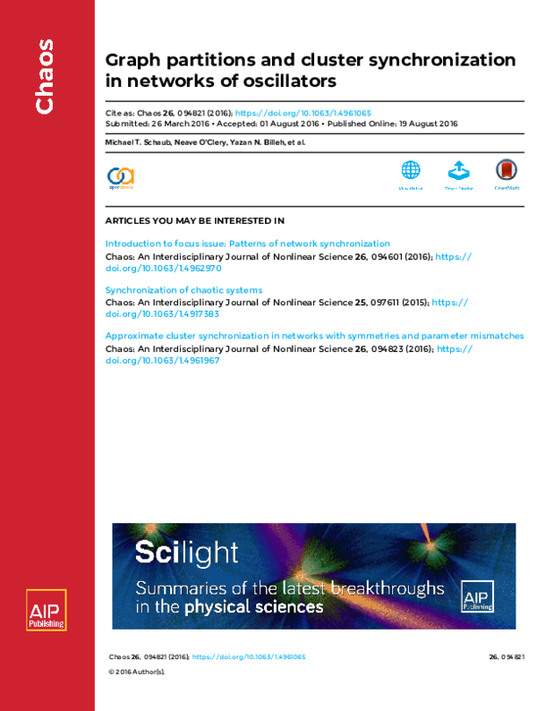(PDF) Graph partitions and cluster synchronization in networks of ...