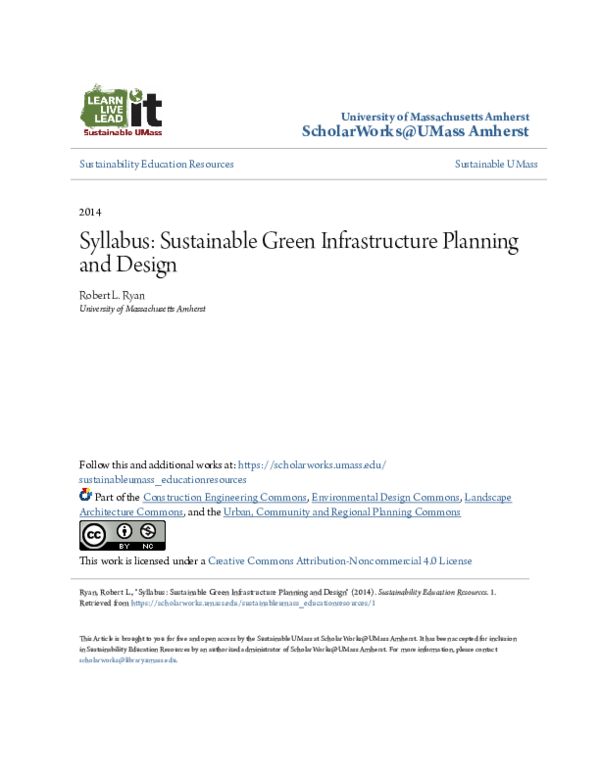 (PDF) Syllabus: Sustainable Green Infrastructure Planning and Design