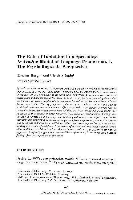 (PDF) The role of inhibition in a spreading-activation model of ...