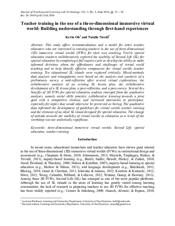 (PDF) Teacher training in the use of a three-dimensional immersive ...
