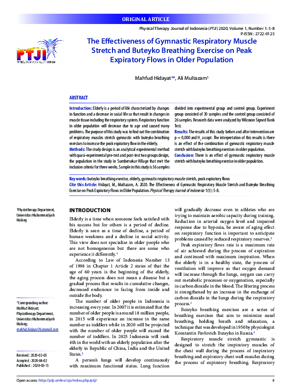 (PDF) The Effectiveness of Gymnastic Respiratory Muscle Stretch and ...