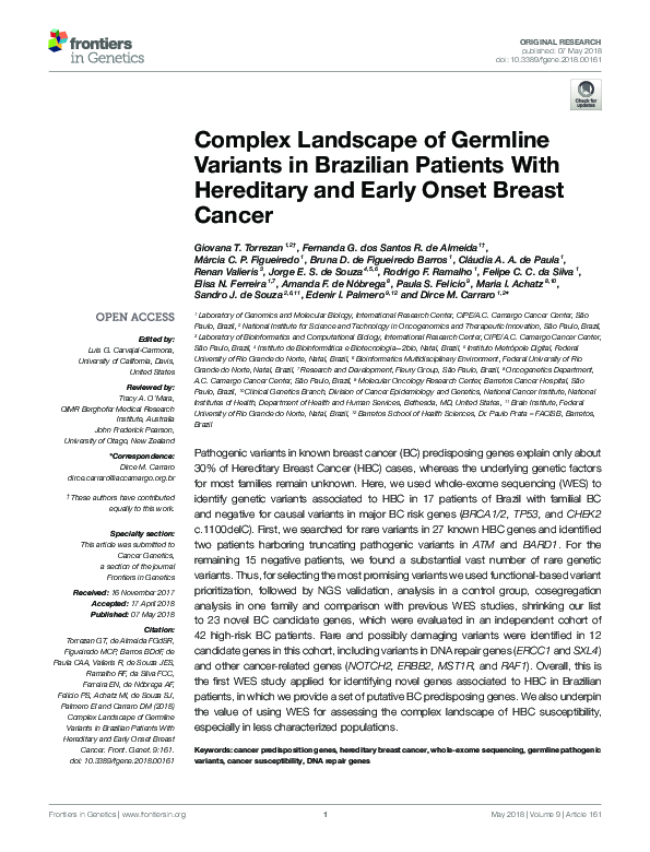 (PDF) Complex Landscape of Germline Variants in Brazilian Patients With ...