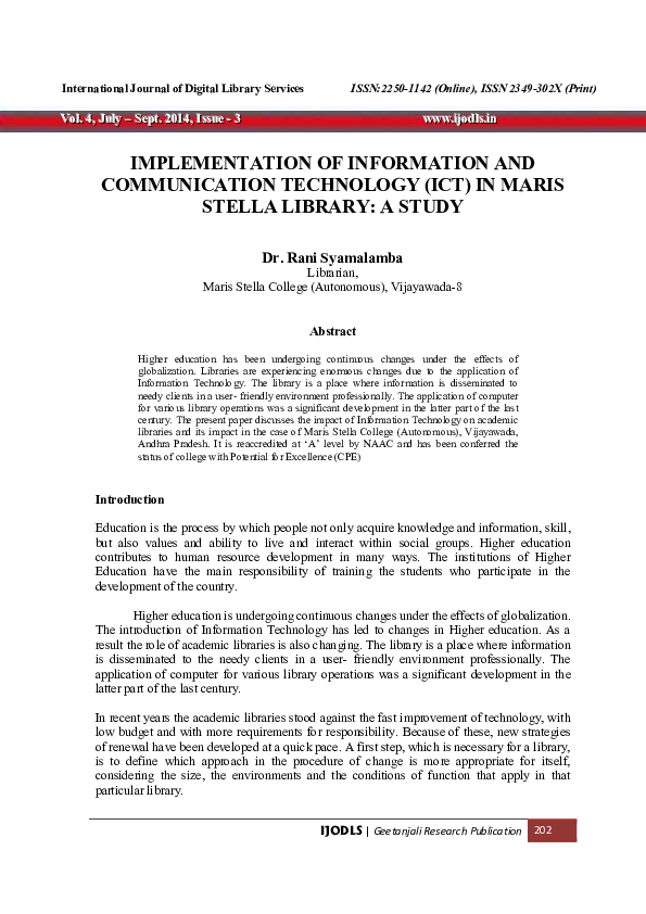 (PDF) Implementation of Information and Communication Technology (Ict ...