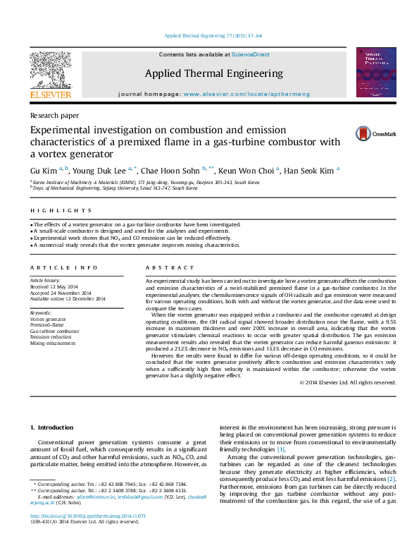 (PDF) Experimental investigation on the combustion and heat transfer ...