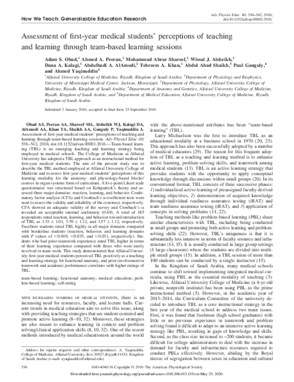 (PDF) Assessment of first-year medical students’ perceptions of ...