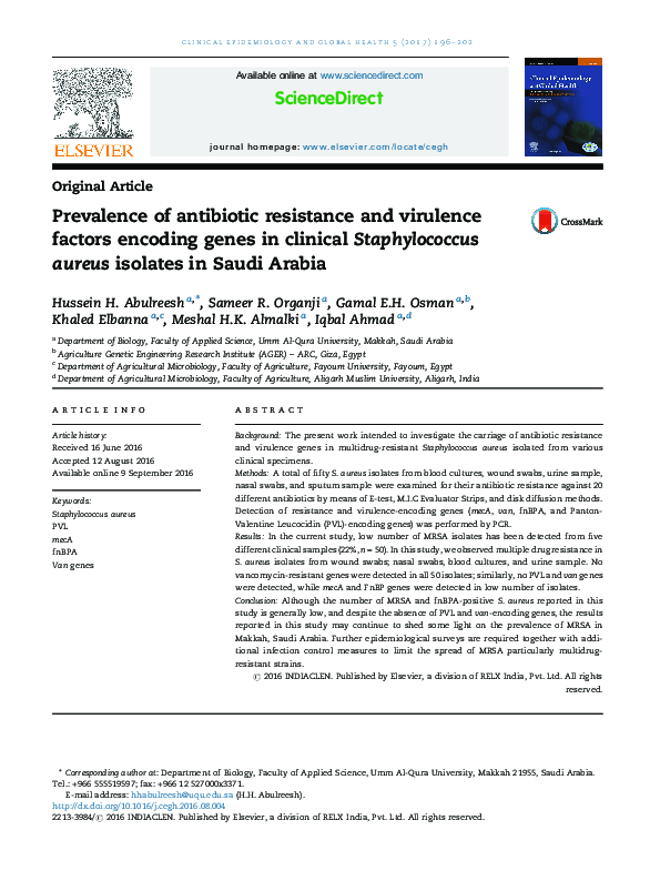 (PDF) Prevalence of antibiotic resistance and virulence factors ...