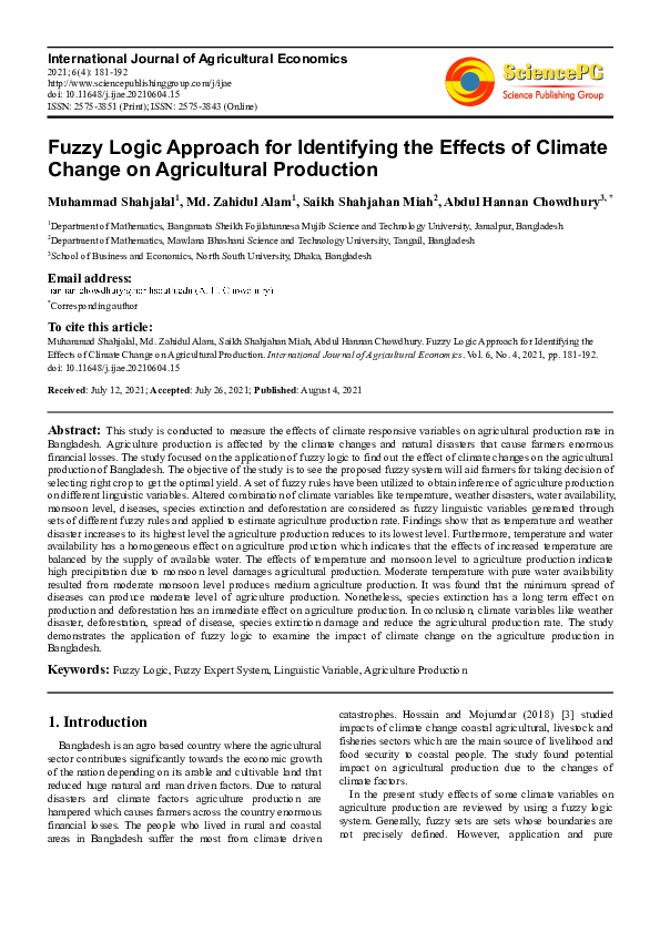 (PDF) Fuzzy Logic Approach for Identifying the Effects of Climate ...