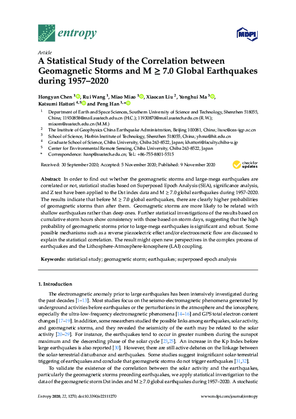 (PDF) A Statistical Study of the Correlation between Geomagnetic Storms ...