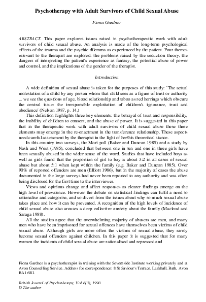 (PDF) Psychotherapy with Adult Survivors of Child Sexual Abuse