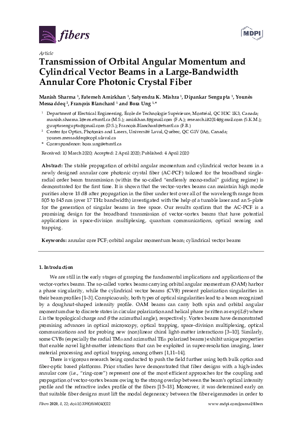 (PDF) Transmission of Orbital Angular Momentum and Cylindrical Vector ...