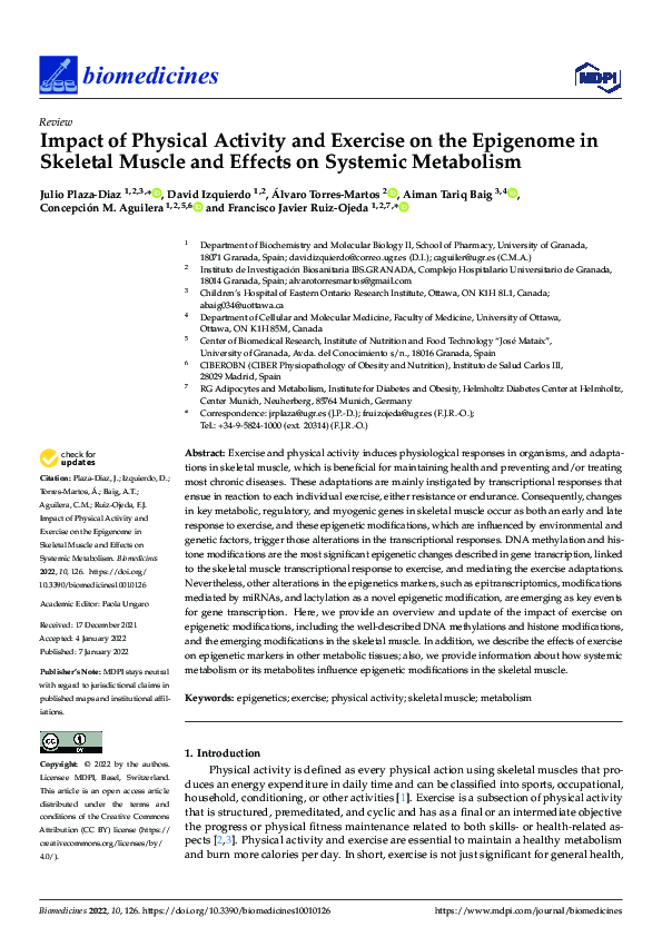 (PDF) Impact of Physical Activity and Exercise on the Epigenome in ...