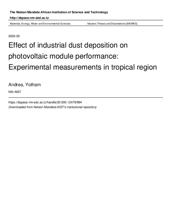 (PDF) Effect of industrial dust deposition on photovoltaic module ...