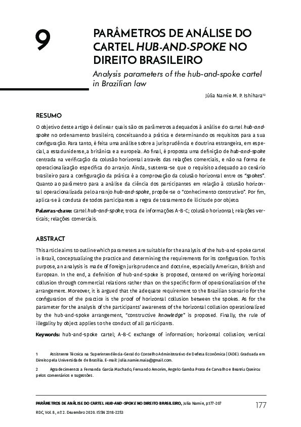 (PDF) PARÂMETROS DE ANÁLISE DO CARTEL HUBANDSPOKE NO DIREITO