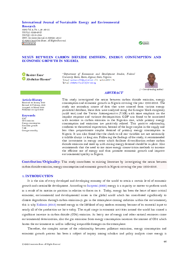 (PDF) Nexus between Carbon Dioxide Emission, Energy Consumption and ...