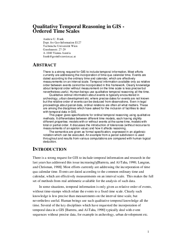 (PDF) Qualitative temporal reasoning in GIS-ordered time scales