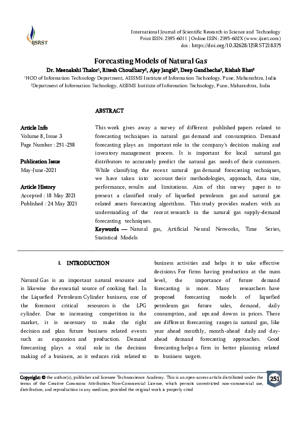 (PDF) A Review on Forecasting Models of Natural Gas