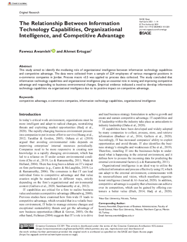 (PDF) The Relationship Between Information Technology Capabilities ...