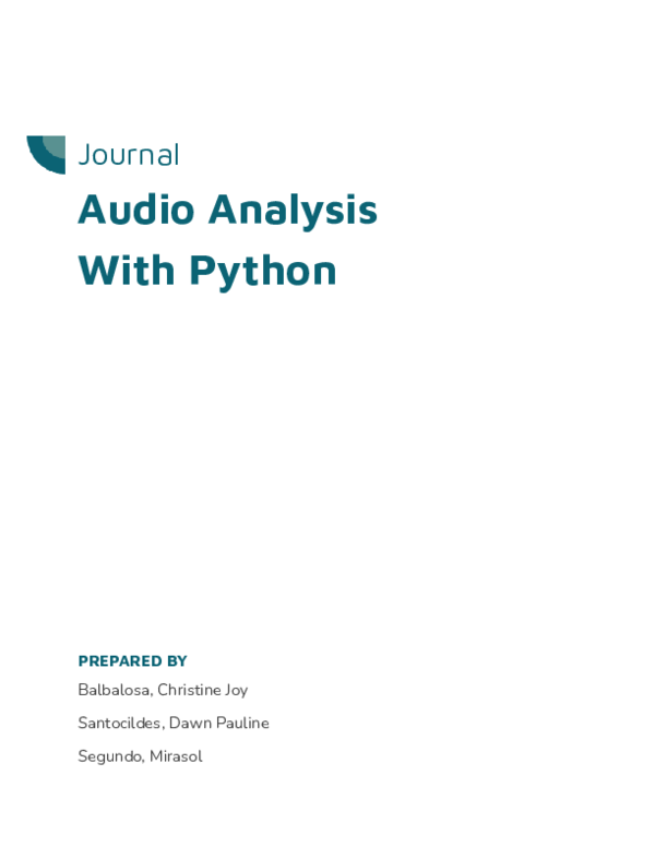 (PDF) Journal Audio Analysis With Python