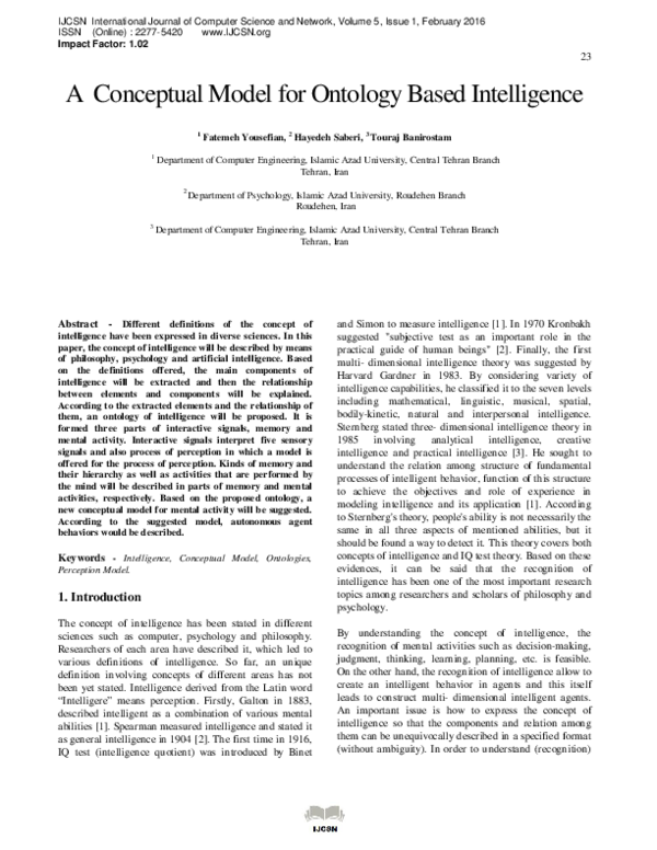 (PDF) A Conceptual Model for Ontology Based Intelligence
