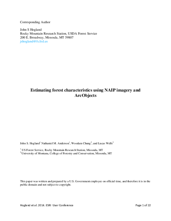 (PDF) Estimating forest characteristics using NAIP imagery and ArcObjects