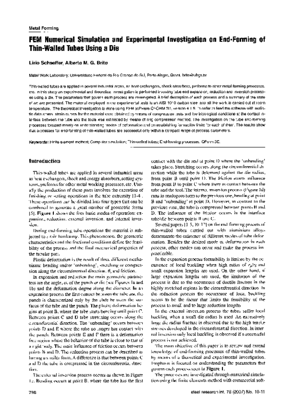 (PDF) FEM Numerical Simulation and Experimental Investigation on End ...