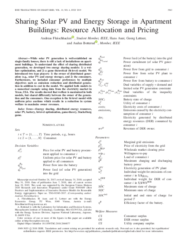 (PDF) Sharing Solar PV and Energy Storage in Apartment Buildings ...